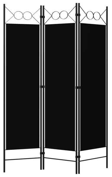 3-Panel Room Divider Black 120x180 cm