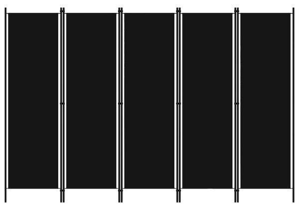 5-Panel Room Divider Black 250x180 cm