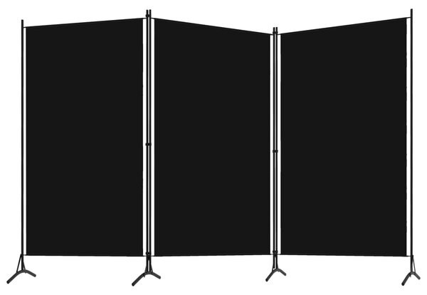 3-Panel Room Divider Black 260x180 cm