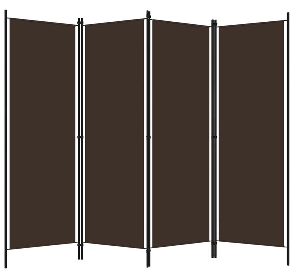 4-Panel Room Divider Brown 200x180 cm