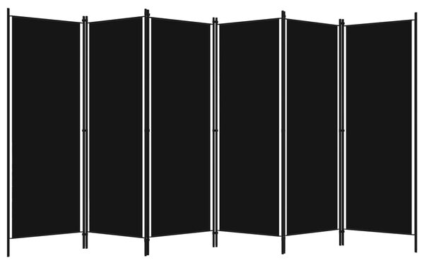 6-Panel Room Divider Black 300x180 cm