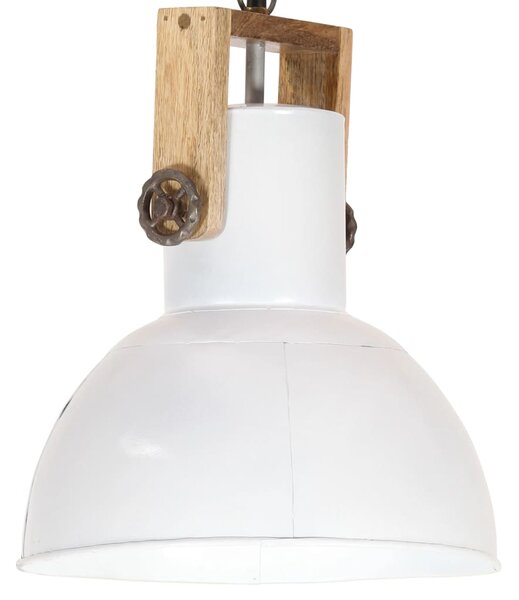 Industrial Hanging Lamp 25 W White Round Mango Wood 32 cm E27