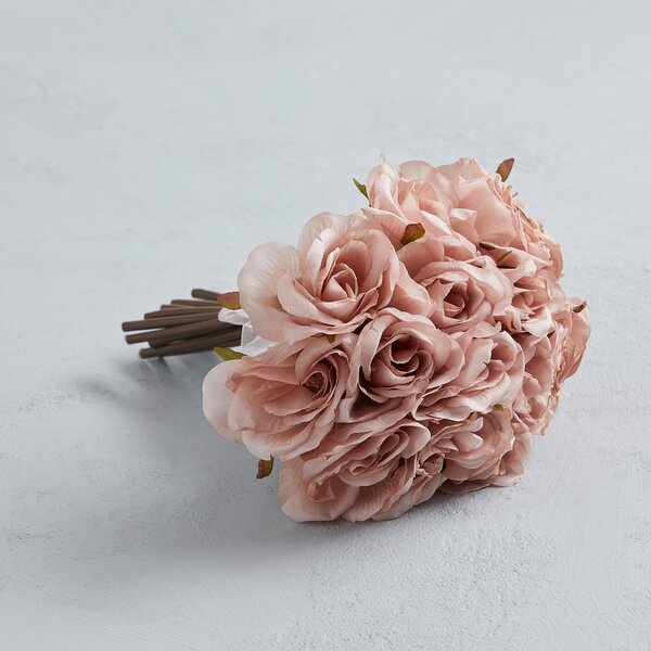 Artificial Rose Bouquet Pink 21cm Dusky Pink