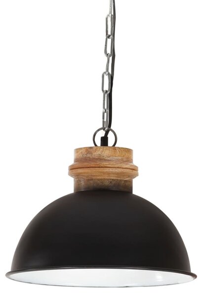 Industrial Hanging Lamp 25 W Black Round Mango Wood 32 cm E27