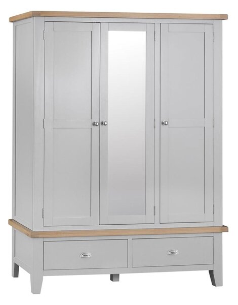 Tattershall Oak Top Grey Large Wardrobe