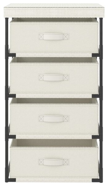 Storage Rack with 4 Fabric Baskets Steel Cream