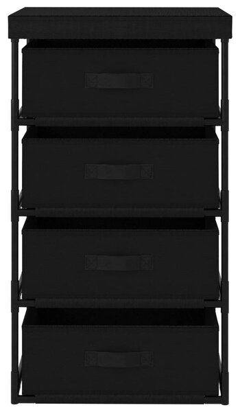 Storage Rack with 4 Fabric Baskets Steel Black