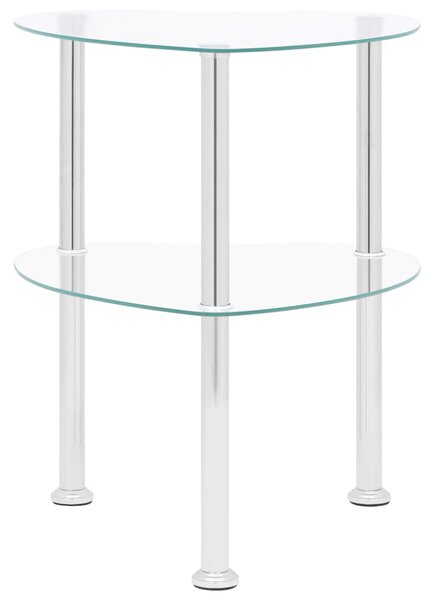 2-Tier Side Table Transparent 38x38x50 cm Tempered Glass