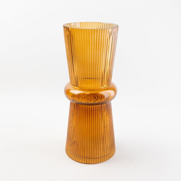 Tall Glass Amber Vase 24cm Orange
