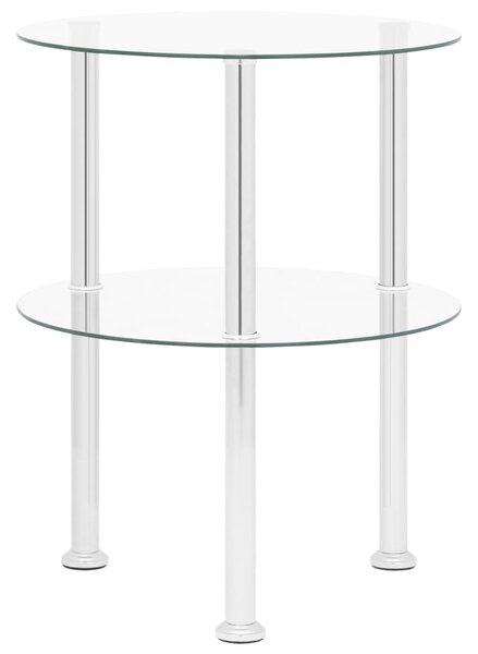 2-Tier Side Table Transparent 38 cm Tempered Glass