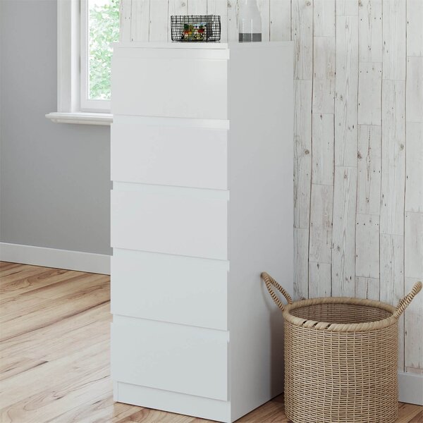 Fitted Bedroom Handleless 5 Drawer Chest - White