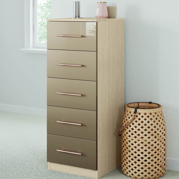 Fitted Bedroom Slab 5 Drawer Chest - Champagne