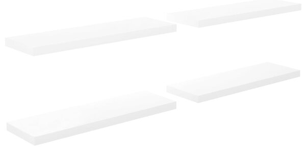 Floating Wall Shelves 4 pcs High Gloss White 80x23.5x3.8 cm MDF