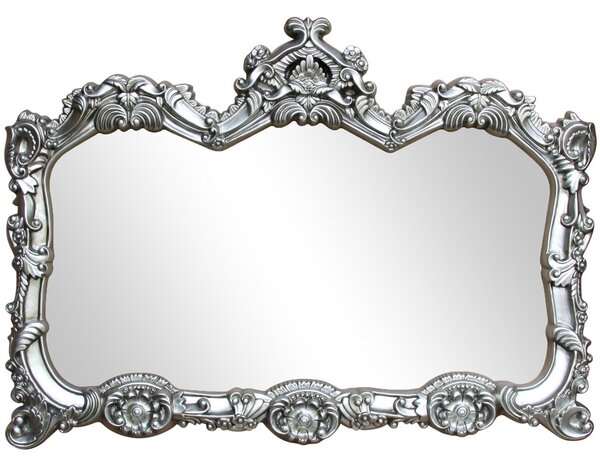 Ormolu Ornate Wall Mirror, Silver 85x117cm Silver