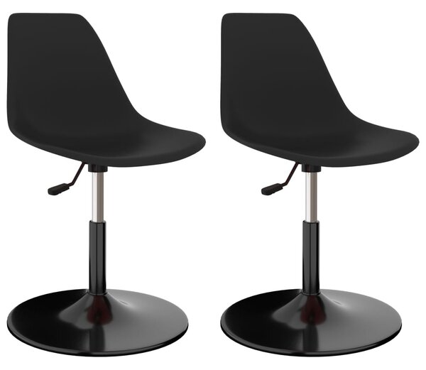 Swivel Dining Chairs 2 pcs Black PP