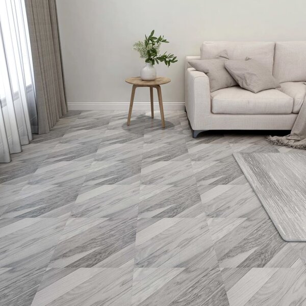 Self-adhesive Flooring Planks 55 pcs PVC 5.11 m² Grey Striped
