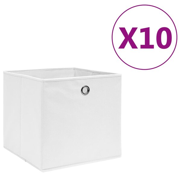 Storage Boxes 10 pcs Non-woven Fabric 28x28x28 cm White