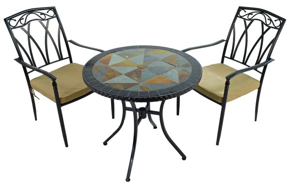 Tampa 76cm Bistro Table Set with 2 Austin Chairs