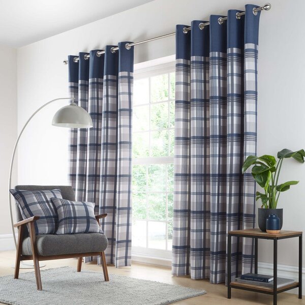 Orleans Ready Made Eyelet Curtains Blue