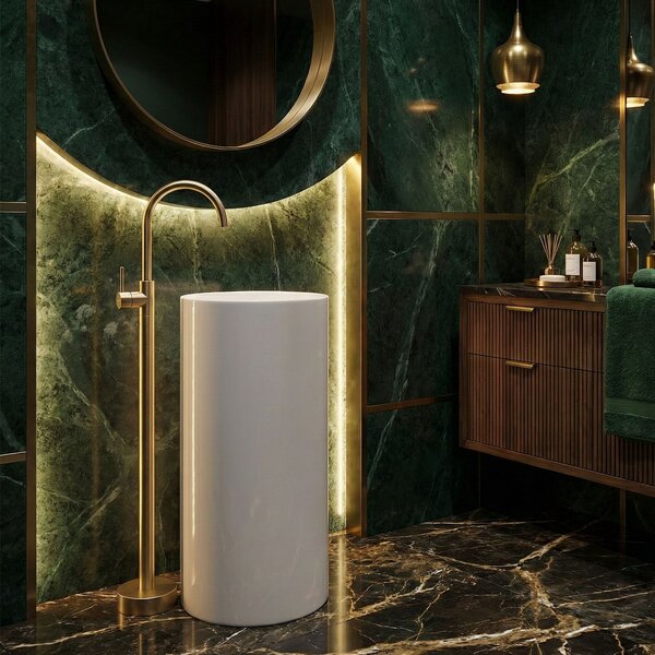Basin mixer Rea Lungo Brush Gold