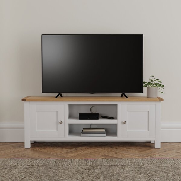 Bromley White Wide TV Stand White and Brown