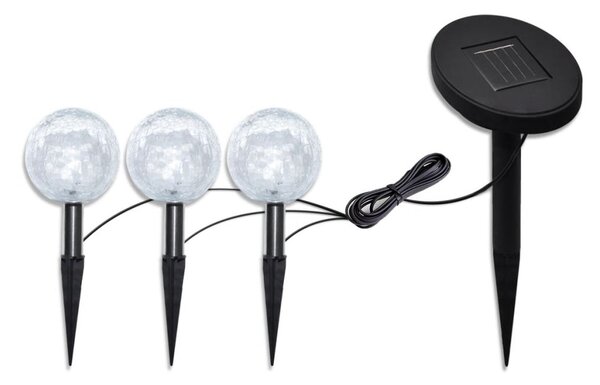 Solar Bowl 3 LED Garden Lights with Spike Anchors & Solar Panel