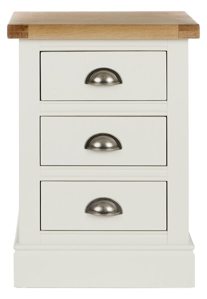 Compton 3 Drawer Bedside Table, Ivory & Oak Cream and Brown