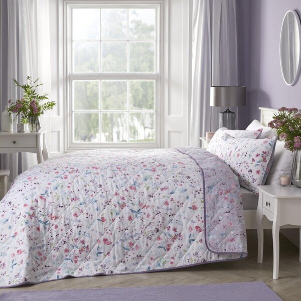 Wild Flora Bedspread 230cm x 195cm Purple