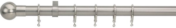Extendable Ball Finial Curtain Pole - Satin Steel - 1.7-3m (25/28mm)