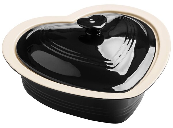 Amour Heart Shape Casserole Dish - Black