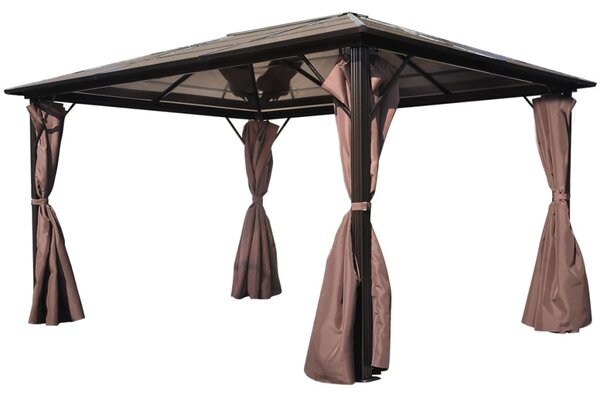 Gazebo with Curtain Brown Aluminium 400 x 300 cm