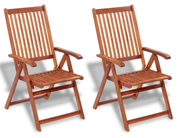 Folding Garden Chairs 2 pcs Solid Acacia Wood Brown