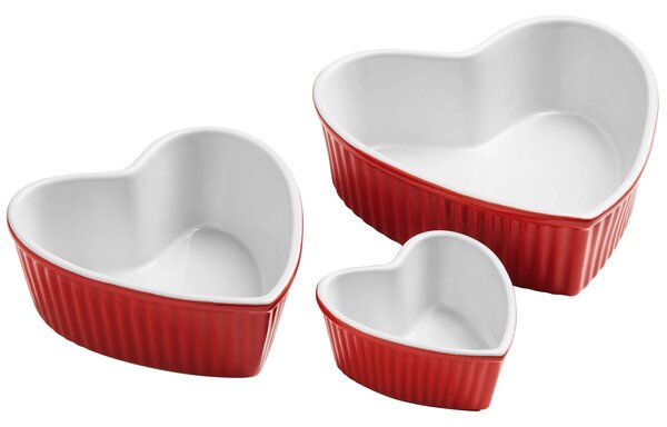 Amour Stoneware Heart Shape Dishes - Red
