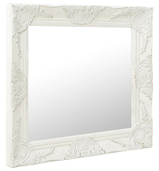 Wall Mirror Baroque Style 60x60 cm White