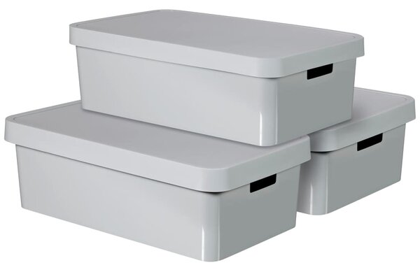 Curver Infinity Storage Box with Lid 3 pcs 30 L Grey 240681