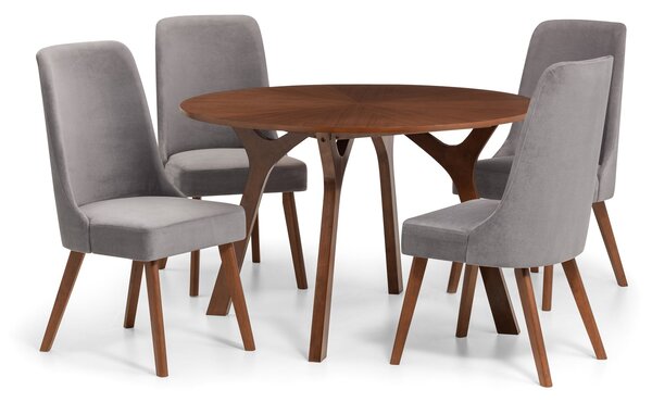 Huxley Round Dining Table with 4 Chairs, Grey Grey
