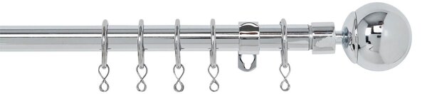 Extendable Ball Finial Curtain Pole - Chrome - 1.2-2.1m (16/19mm)