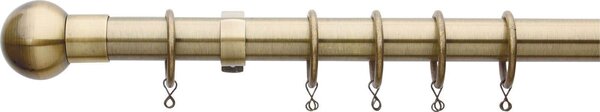 Extendable Ball Finial Curtain Pole - Antique Brass - 1.2-2.1m (25/28mm)