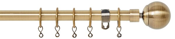 Extendable Ball Finial Curtain Pole - Antique Brass - 1.7-3m (16/19mm)