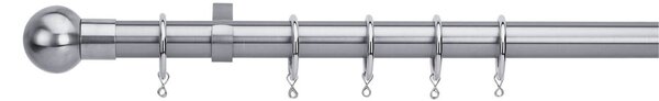 Extendable Ball Finial Curtain Pole - Satin Steel - 1.2-2.1m (25/28mm)