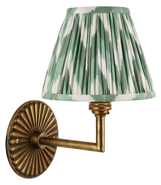 Sinclair Wall Light in Antique Brass and Zigzag 16cm Green Shade