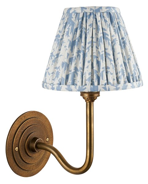 Nicolette Wall Light in Antique Brass and Leaf 16cm Shade in Blue