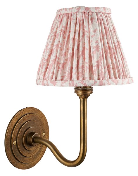 Nicolette Wall Light in Antique Brass and Leaf 16cm Shade in Peach