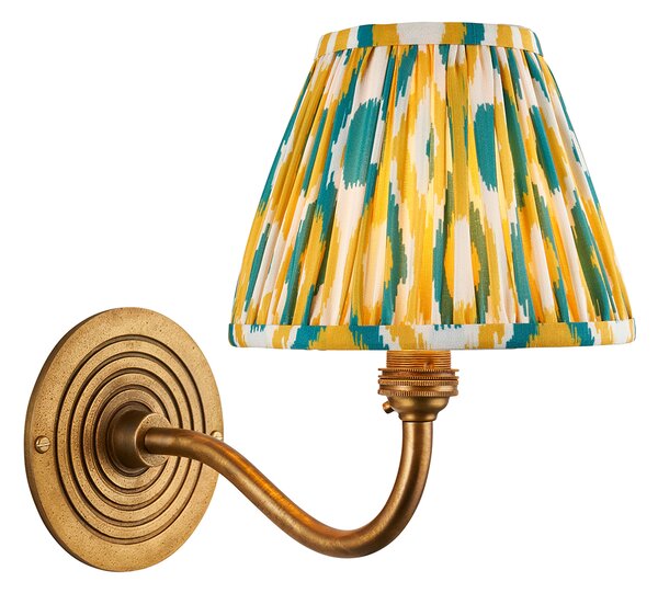 Target Wall Light in Antique Brass and Ikat 16cm Yellow Shade