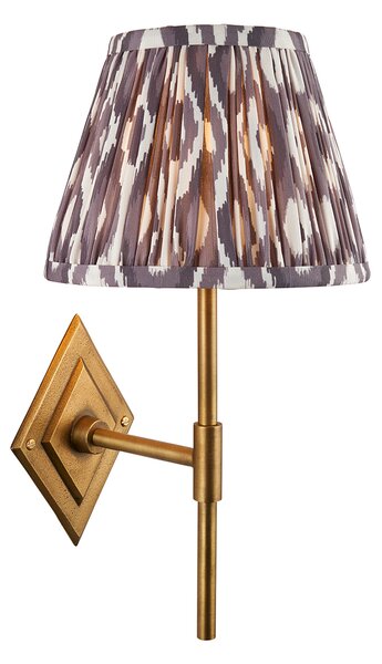 Annika Wall Light in Antique Brass and Grey Ikat 20cm Shade