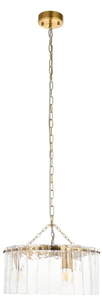 Cynthia 3Lt Pendant in Brushed Aged Brass and Textured Glass