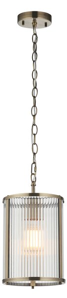 Richmond Pendant in Antique Brass and Ribbed Glass