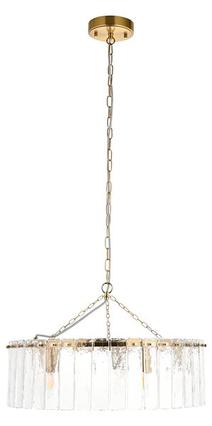 Cynthia 5Lt Pendant in Brushed Aged Brass and Textured Glass