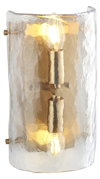 Theresa 2Lt Wall Light in Brushed Aged Brass and Textured Glass
