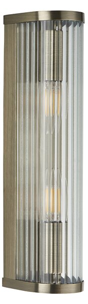 Richmond 2Lt Wall Light in Antique Brass and Ribbed Glass